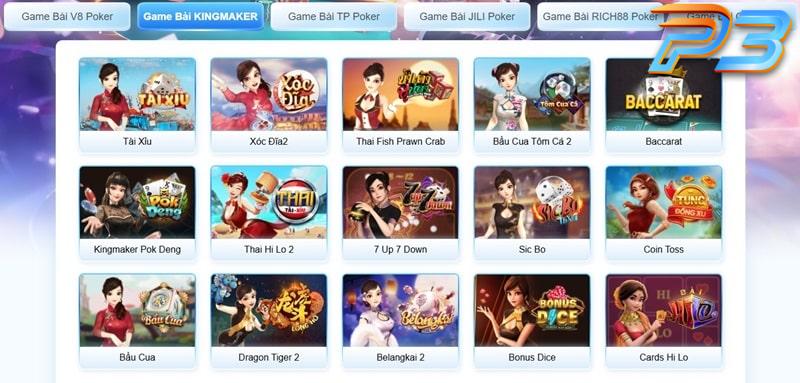 P3 Casino cung cấp đa dạng thể loại game bài đổi thưởng hot nhất